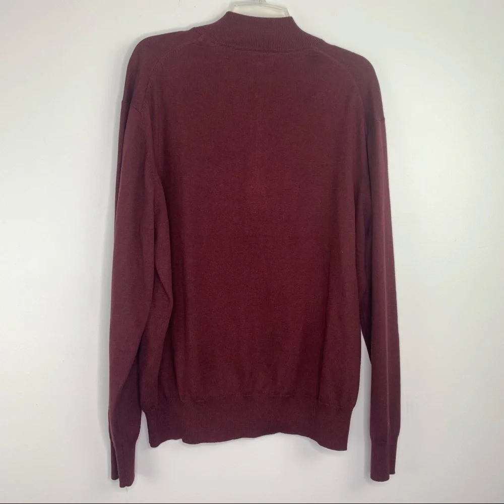 Orvis 1/4 zip maroon Sweater Cotton Silk size XL men’s pullover rib knit trim